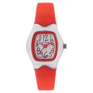 SF Quartz Analog White Dial Plastic Strap Watch for Women