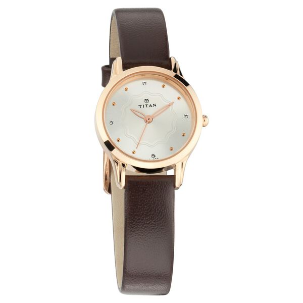 Titan Quartz Analog Silver Dial Leather Strap Watch for Women - image number 1