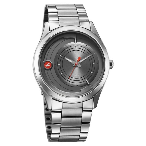 Fastrack Groove Quartz Analog Grey Dial Silver Stainless Steel Strap Watch For Guys - image number 1