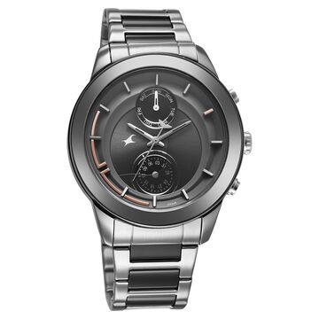 Fastrack Cerame - Oceanyx Quartz Analog with Day and Date Grey Dial Two Toned Strap Watch For Guys