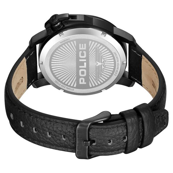 Police Quartz Analog Black Dial Black Leather Strap Watch For Men - image number 4