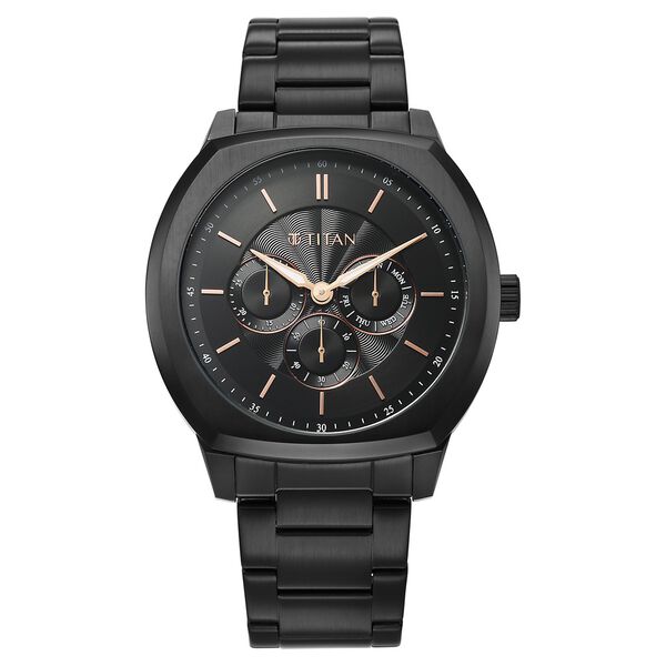 Titan Regalia Arc Analog with Day Date Second Subdial and Black Dial Black Stainless Steel Strap Watch for Men - image number 0
