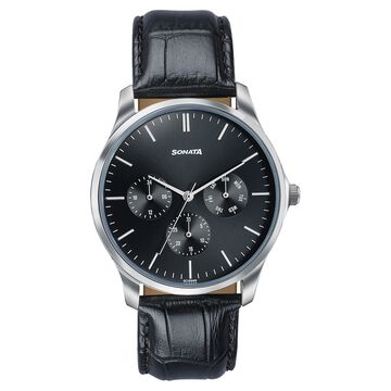 Sonata Men's Work Wear black dial Watch - Premium Multifunction design for everyday style