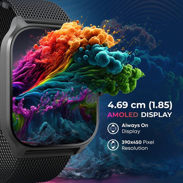 Titan Zeal with 4.69 cm AMOLED Display with AOD, Functional Crown, BT Calling, Smartwatch with Rose Gold Mesh Strap - image number 1