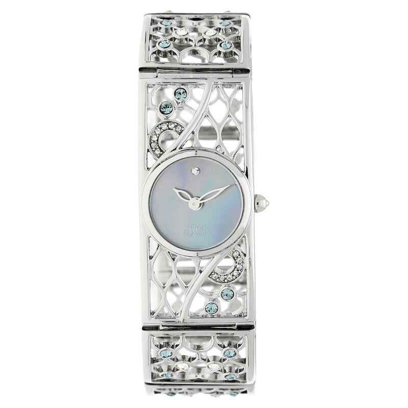 Titan Quartz Analog Mother of Pearl Dial Stainless Steel Strap Watch for Women
