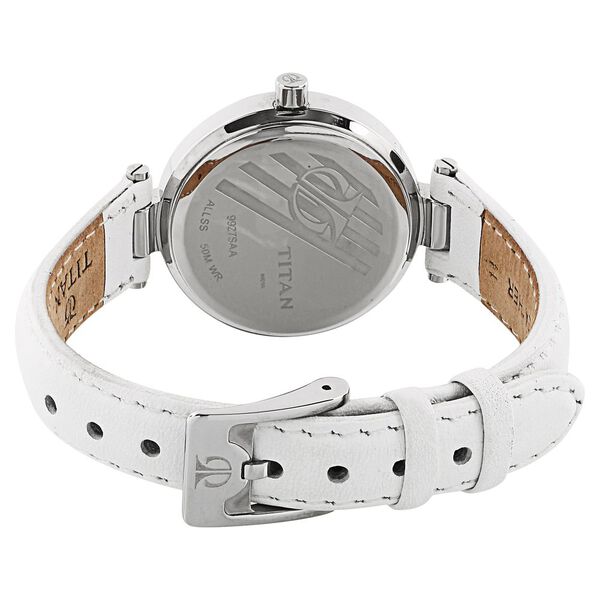 Titan Quartz Analog White Dial Leather Strap Watch for Women - image number 3
