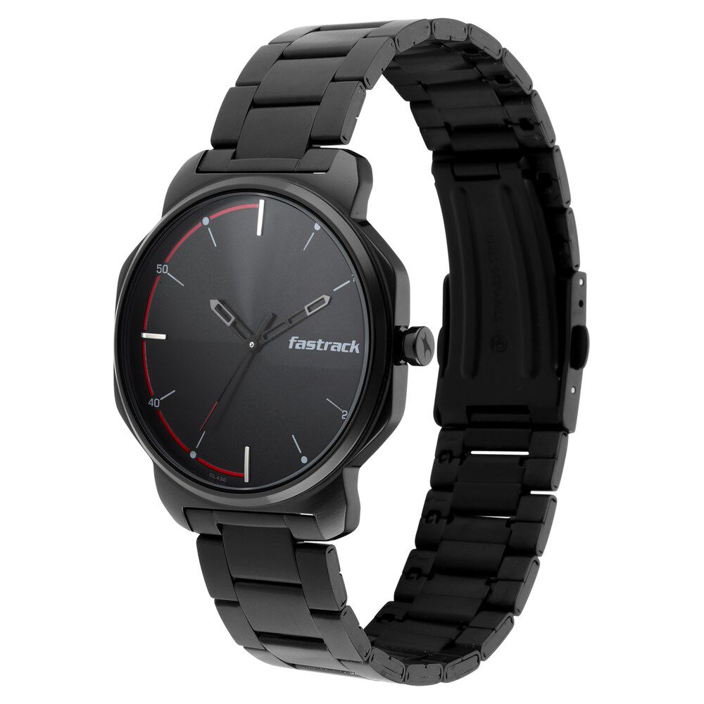 Buy Online Fastrack Stunners Quartz Analog Black Dial Metal Strap Watch for Guys 3254nm01 p Titan