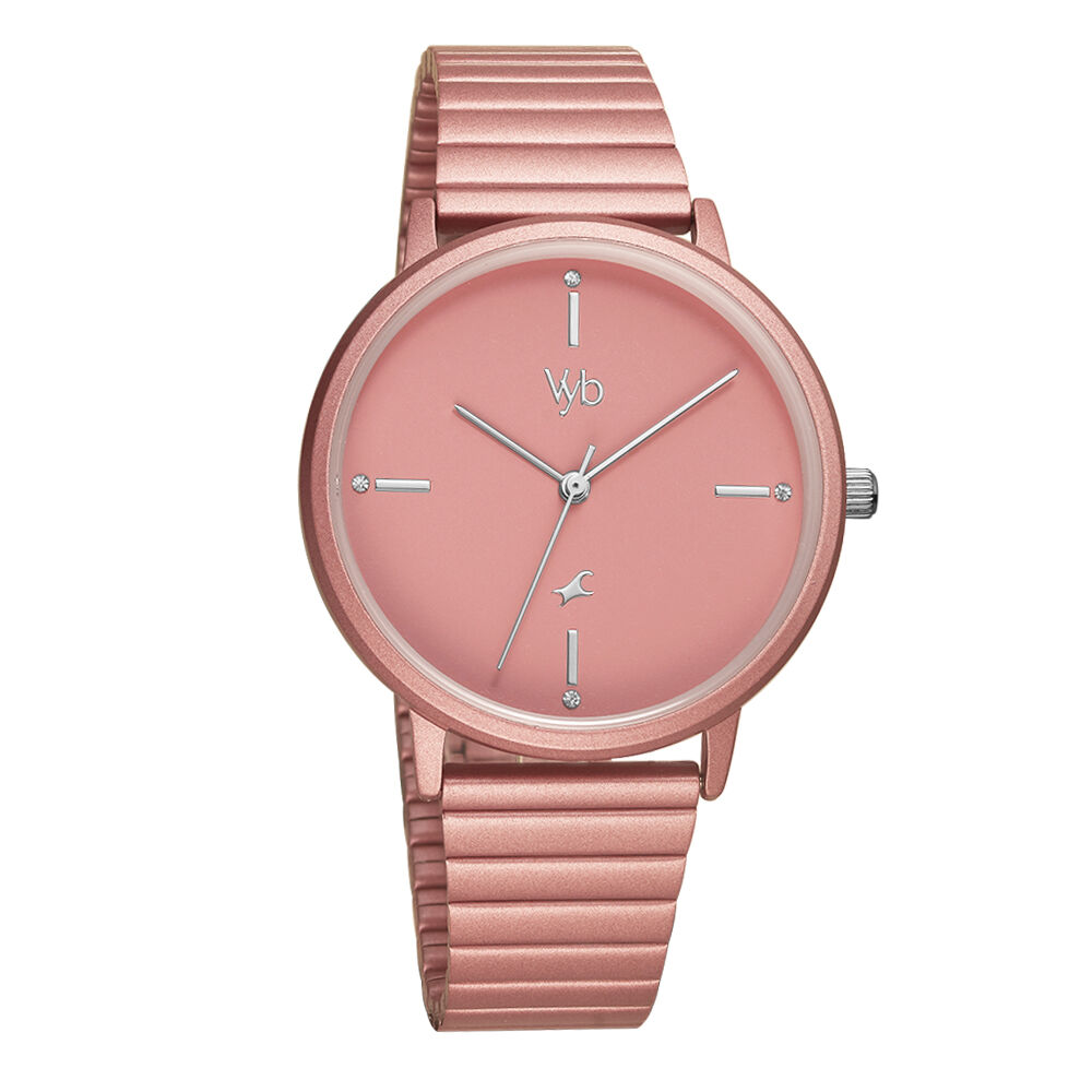 Buy Online Vyb by Fastrack Quartz Analog Pink Dial Stainless Steel