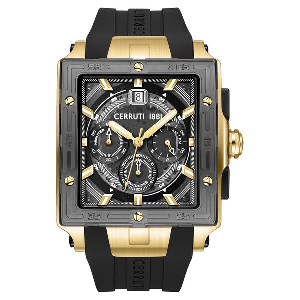 Cerruti 1881 Quartz Chronograph Black Dial Black Silicone Strap Watch For Men - image number 0