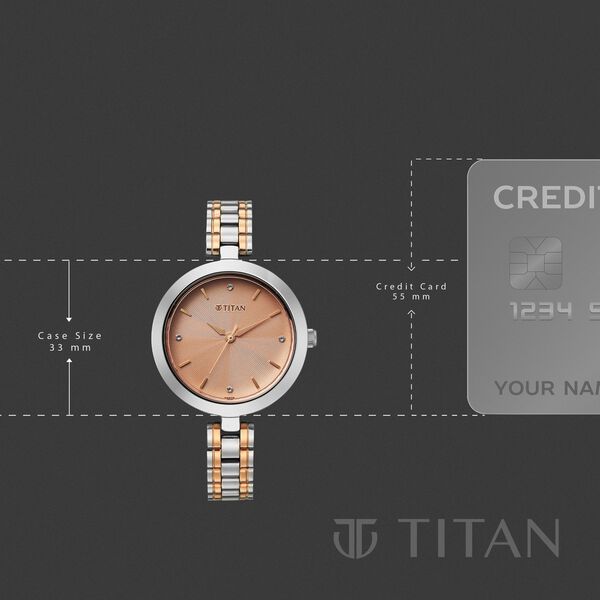 Titan Titan Karishma Quartz Analog Rose Gold Dial Two Toned Stainless Steel Strap Watch For Women - image number 3
