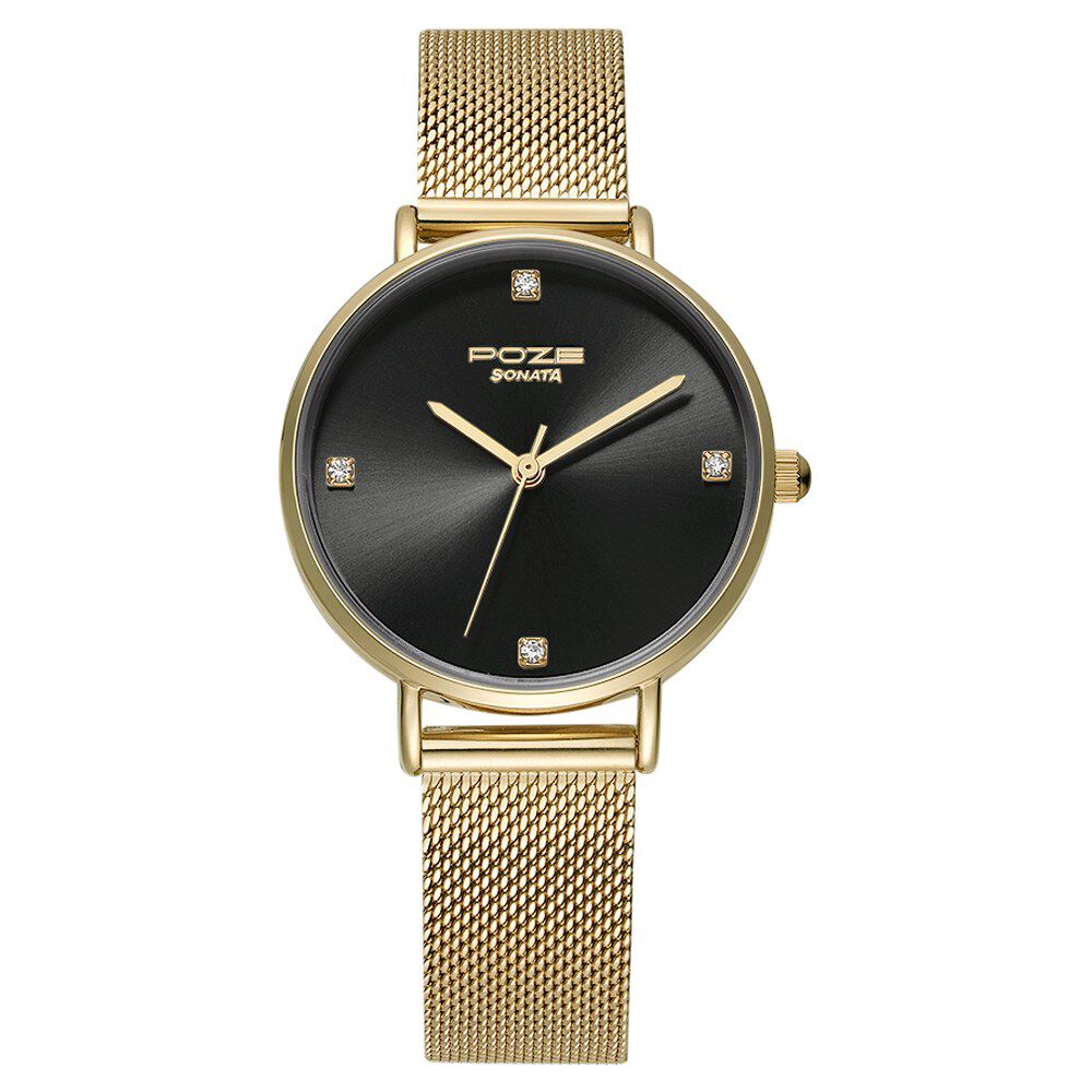 Buy Online Poze by Sonata Quartz Analog Black Dial Stainless Steel