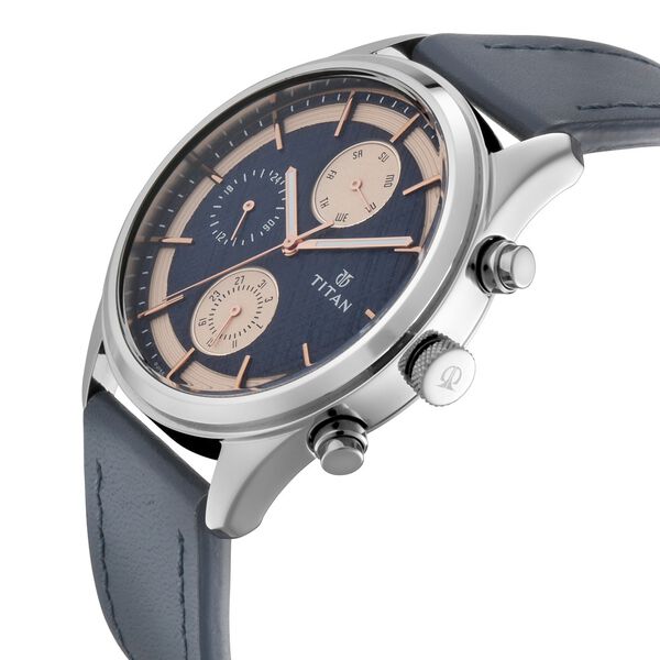 Titan Men's Metropolitan Charm: Men's Multifunctional Blue Watch with Leather Strap - image number 1