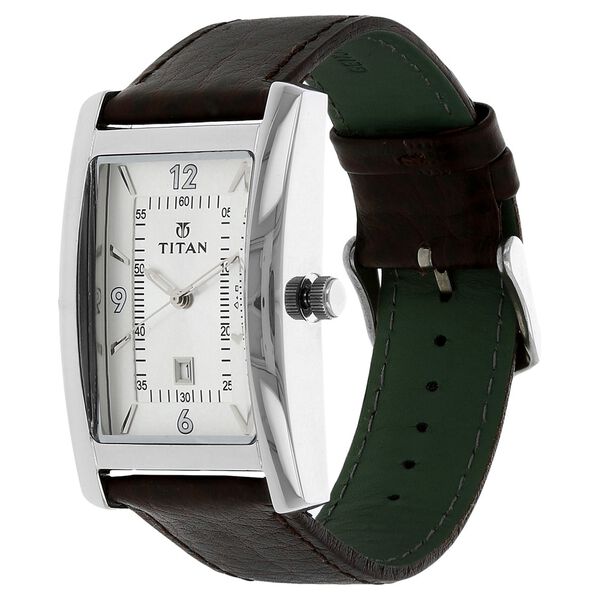 Titan Quartz Analog with Date Silver Dial Leather Strap Watch for Men - image number 1