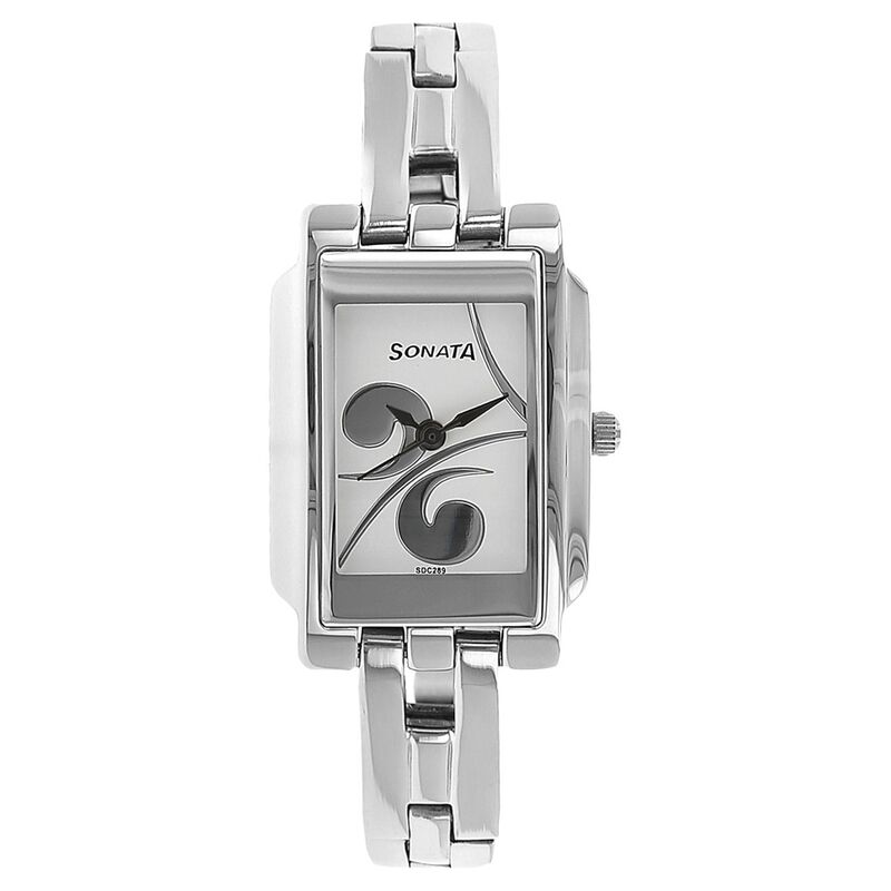 Sonata Quartz Analog Silver Dial Metal Strap Watch for Women