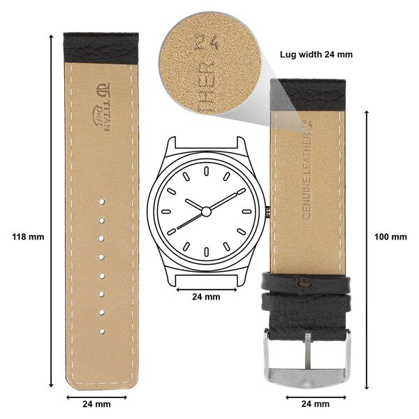 24 mm Brown Genuine Leather Straps for Men - image number 1