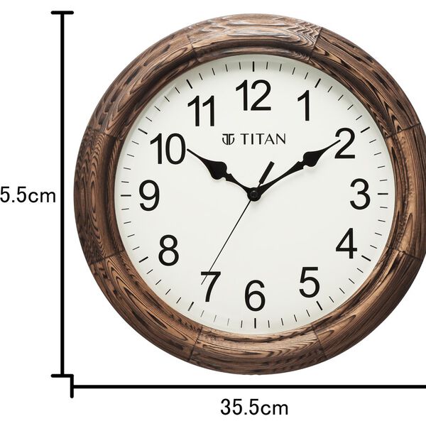 Titan Wooden Wall Clock with flame treated case White Dial Silent Sweep Technology - 35.5 cm x 35.5 cm (Medium) - image number 5