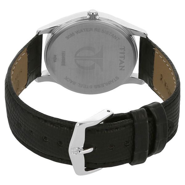 Titan Quartz Analog with Day and Date Black Dial Leather Strap Watch for Men - image number 3