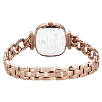 Titan Raga Showstopper Quartz Analog Rose Gold Dial Metal Strap Watch For Women