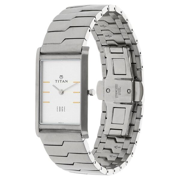 Titan Edge Quartz Analog White Dial Silver Stainless Steel Strap Watch For Men - image number 1