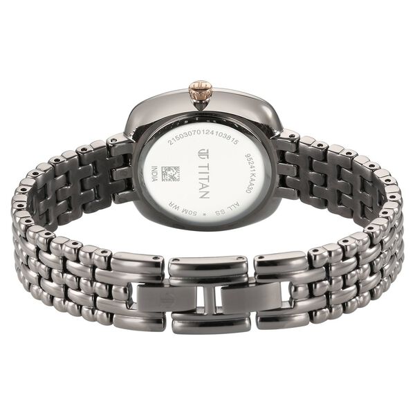 Titan Aura Quartz Analog Titanium Mother of Pearl Dial Titanium Stainless Steel Strap Watch for Women - image number 4
