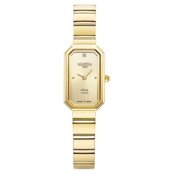 Roamer Olivia Diamond Quartz Analog Silver Dial Golden Stainless Steel Strap Watch For Women