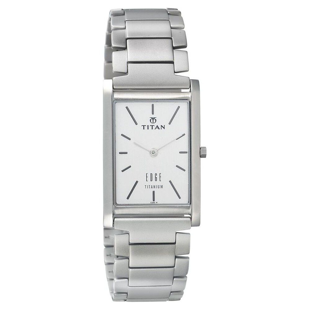 Titan Edge White Dial Analog Titanium Strap watch for Men