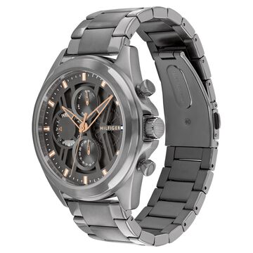 Tommy Hilfiger Multifunction Grey Dial Grey Color Stainless Steel Strap Watch For Men
