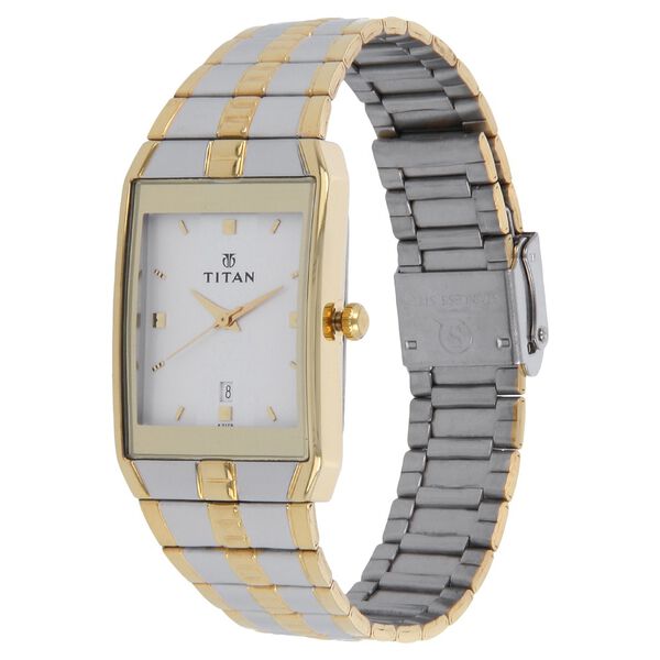 Titan Quartz Analog with Date Silver Dial Stainless Steel Strap Watch for Men - image number 1
