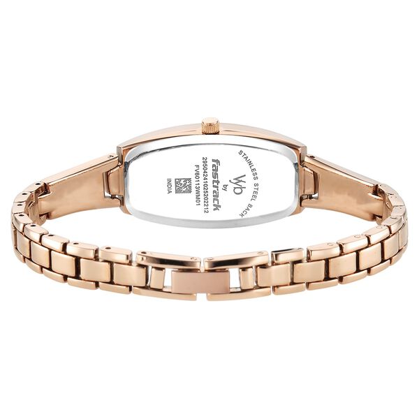 Vyb Manifester By Fastrack Quartz Analog Silver Dial Rose Gold Stainless Steel Strap Watch For Girls - image number 5