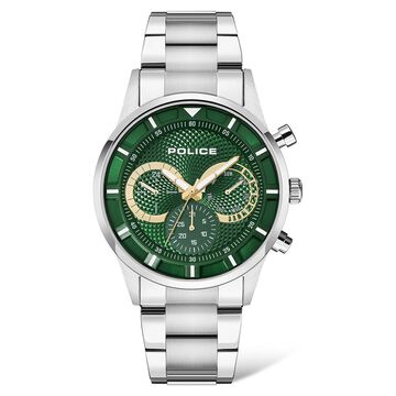 Police Quartz Multifunction Green Dial Stainless Steel Strap Watch for Men