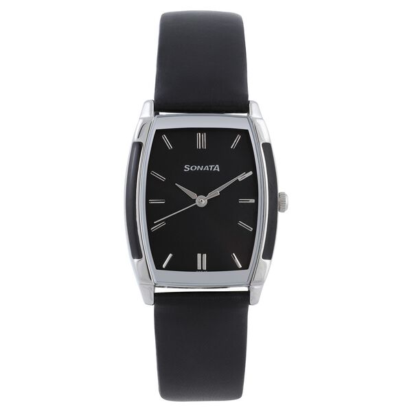 Sonata Quartz Analog Black Dial Leather Strap Watch for Men - image number 0