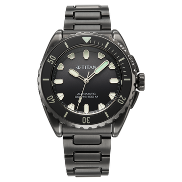 Titan Zero Hour Professional Diver's 500m Limited Edition Automatic Analog with Black Dial Black Titanium & Black FKM Strap Watch for Men