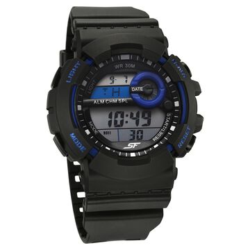 SF Digital Dial Black Polyurethane Strap Watch For Men