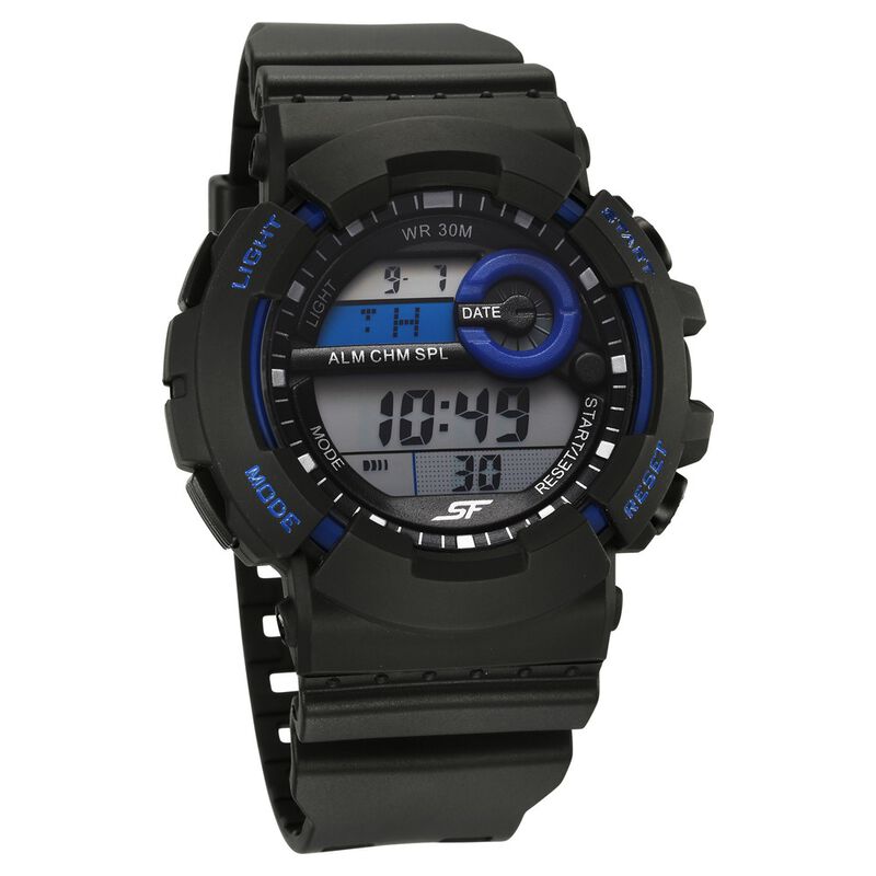SF Digital Dial Black Polyurethane Strap Watch For Men
