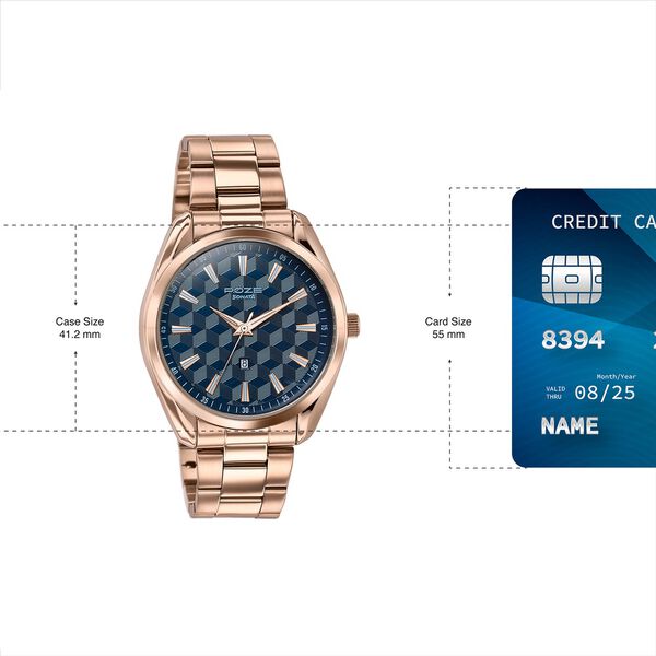 Sonata Poze Quartz Analog Blue Dial Rose Gold Colour Stainless Steel Strap Watch For Men - image number 3