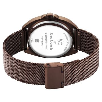 Vyb Aviator By Fastrack Quartz Analog Brown Dial Brown Stainless Steel Strap Watch For Guys