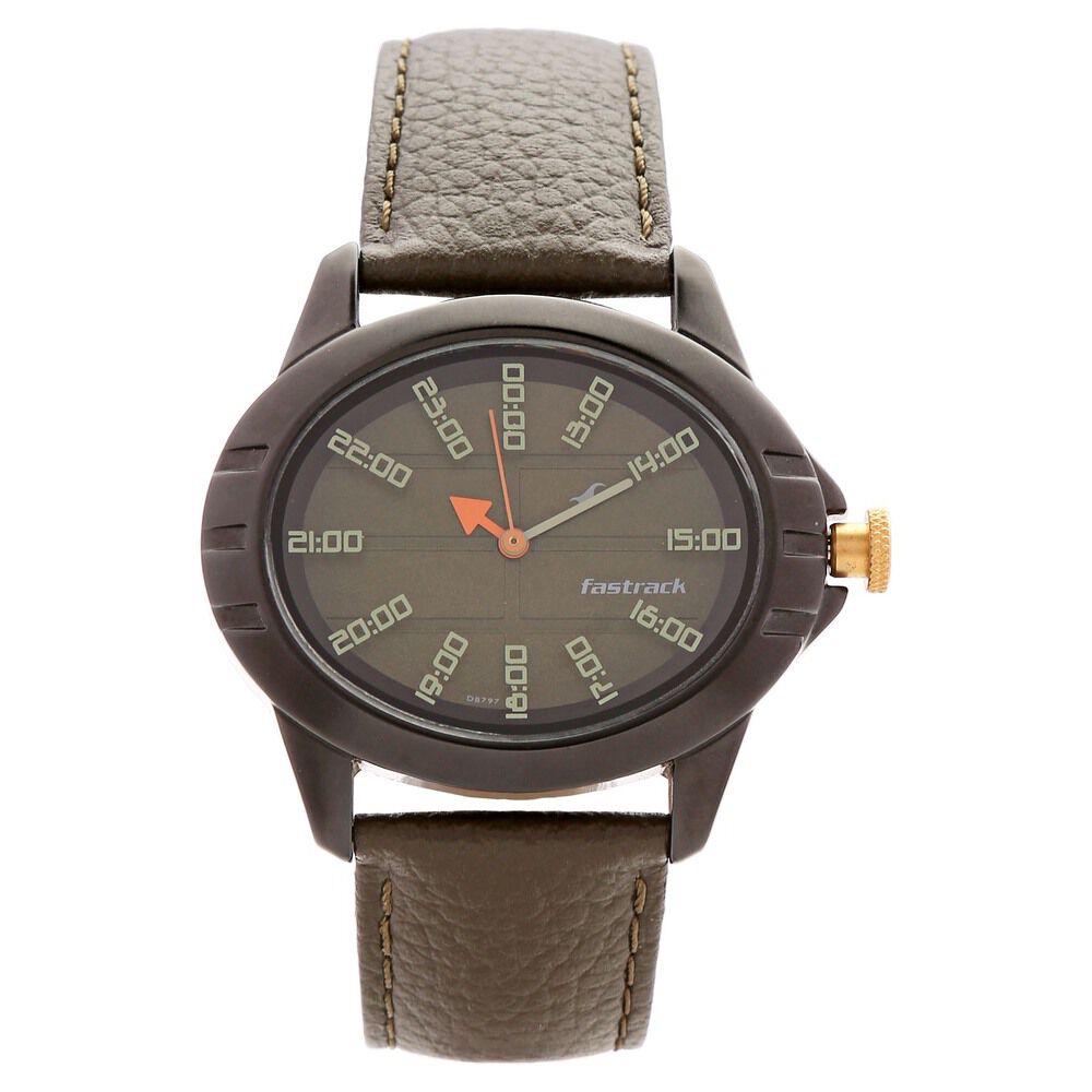 Buy Online Fastrack Quartz Analog Green Dial Leather Strap Watch for Girls ne6071nl02 Titan