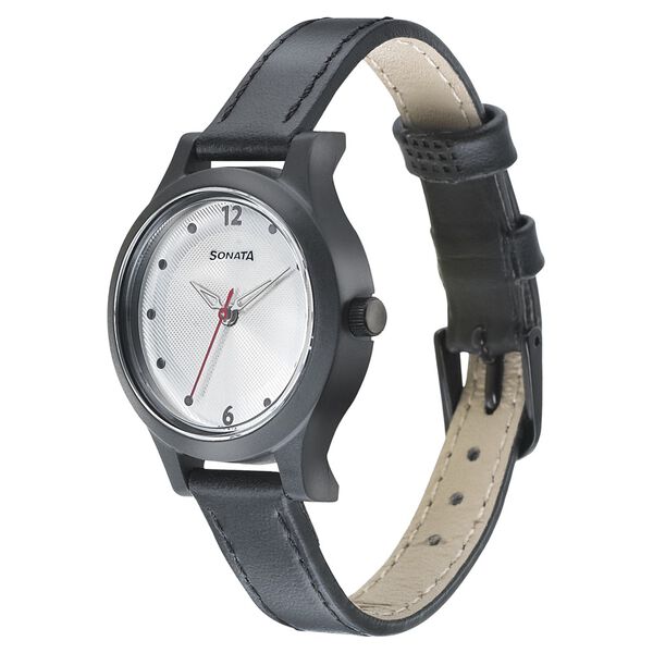 Sonata Essentials Silver Dial Women Watch With Leather Strap - image number 1