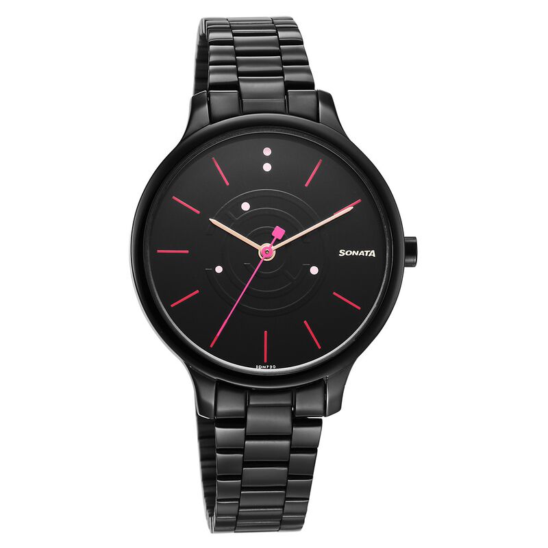 Sonata Play Black Dial Watch for Women