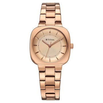 Titan Horizon Quartz Analog Rose Gold Dial Stainless Steel Strap Watch For Women