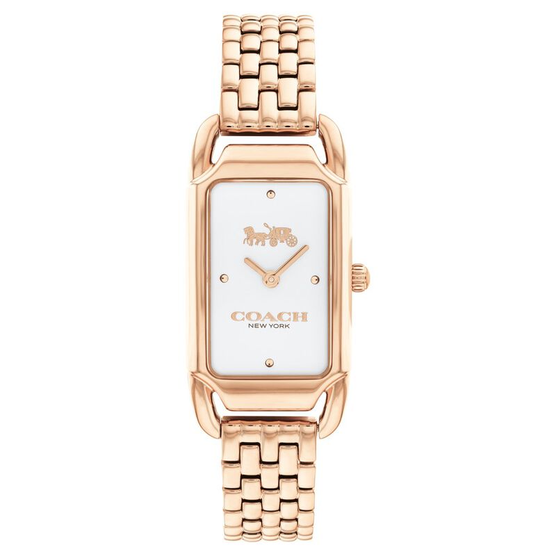 Coach Quartz Analog Silver Dial Rose Gold Stainless Steel Strap Watch For Women