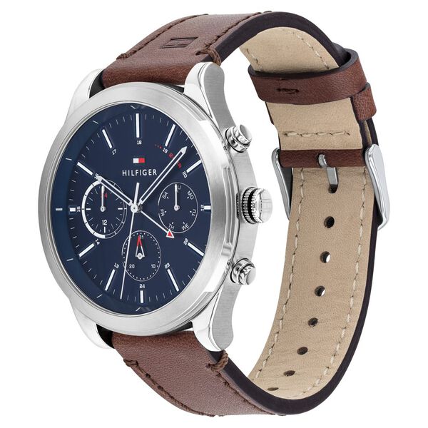 Tommy Hilfiger Quartz Multifunction Blue Dial Leather Strap Watch for Men - image number 1