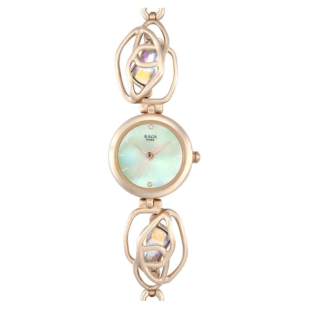 Buy Online Titan Raga I Am Mother of Pearl Dial Women Watch With Metal Strap 95099wm01 Titan