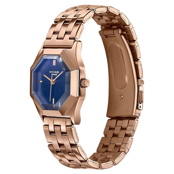 Poze By Sonata Quartz Analog Blue Dial Rose Gold Metal Strap Watch For Women - image number 4