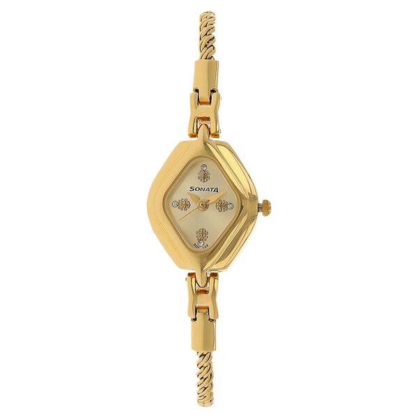 Sonata Quartz Analog Champagne Dial Metal Strap Watch for Women - image number 0