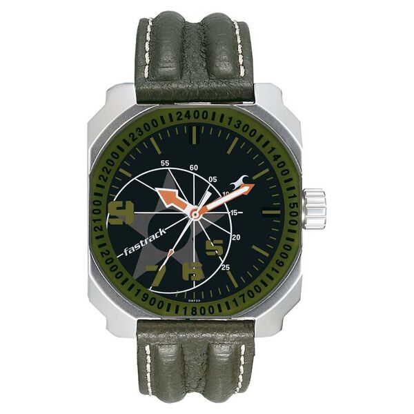 Fastrack Quartz Analog Black Dial Leather Strap Watch for Guys - image number 0