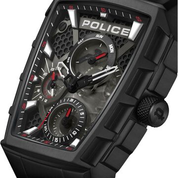 Police Men's Tough Gear KL Rahul Edition Multifunction Watch with Red Silicone Strap