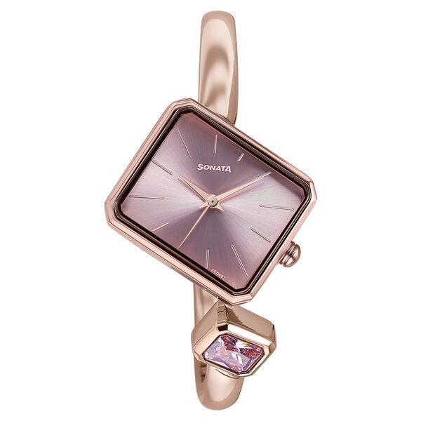 Sonata Wedding Edit Quartz Analog Pink Dial Metal Strap Watch For Women - image number 1