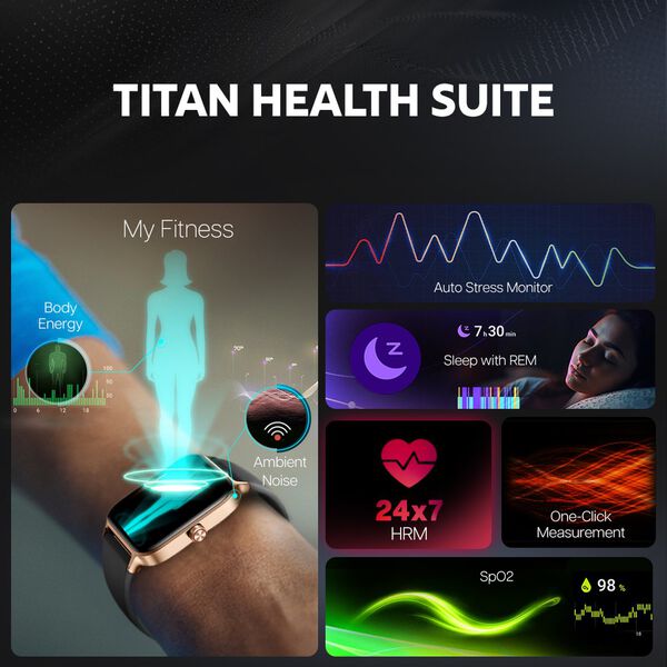 Titan Traveller with 4.52 cm AMOLED Display, BT Calling, India's First FitVerse Smartwatch with Blue Leather Strap - image number 6