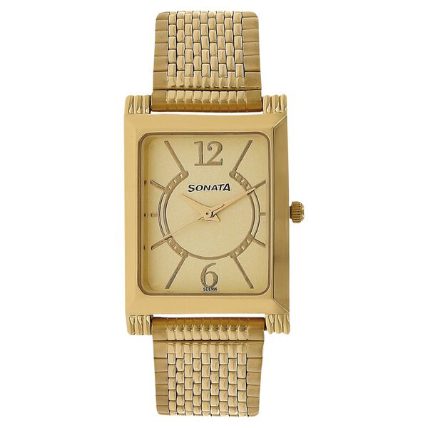 Sonata Quartz Analog Champagne Dial Stainless Steel Strap Watch for Men - image number 0